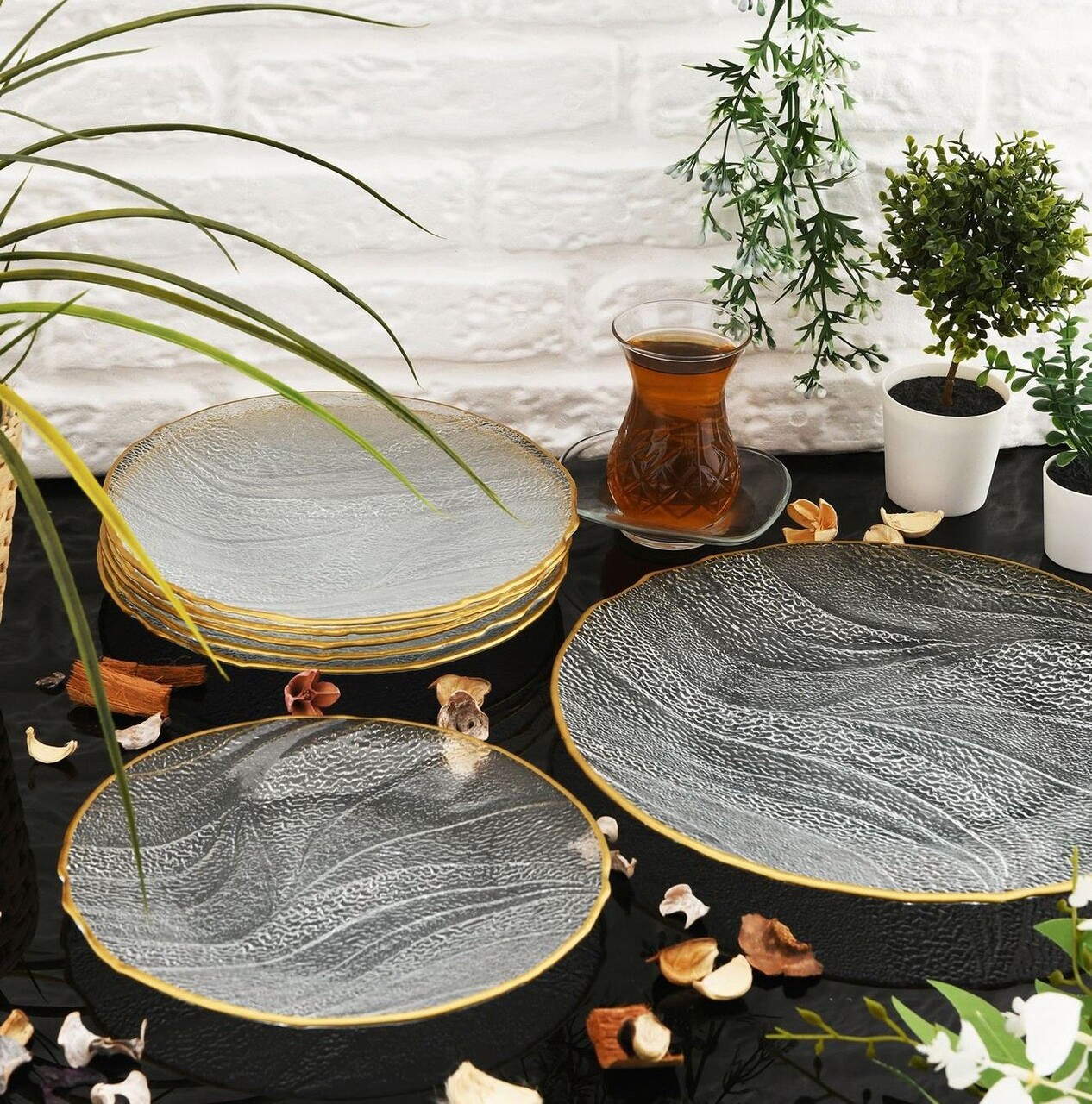 Set platouri servire desert, Hermia, 330SBL1108, Farfurie: 21 cm (6 bucăți), Transparent - imagine 7